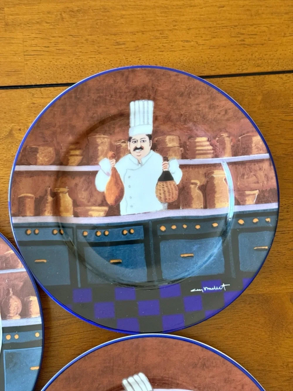 Williams-Sonoma Guy Buffet French Chef 8.25”in Plates Vintage Made in Japan 5 Pc